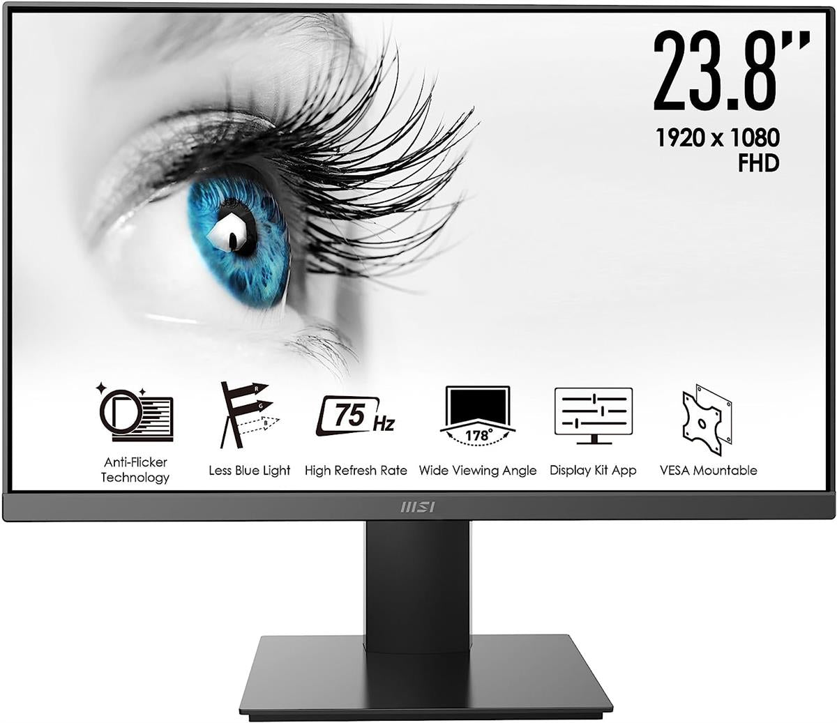 MSI Pro MP241X Monitor 24" FHD 1080p VA Panel, 75Hz, Anti-Glare