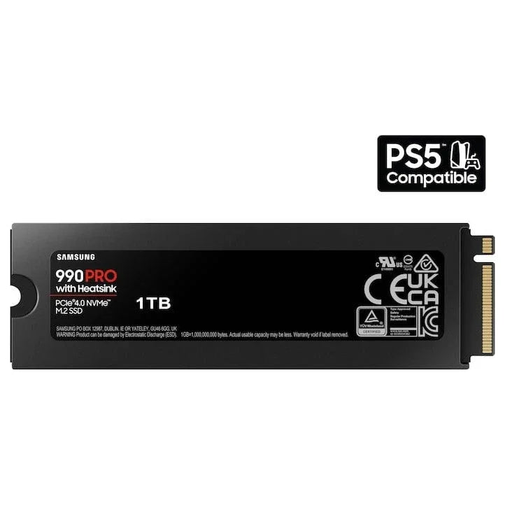 Samsung 990 PRO With Heatsink Internal SSD, 2TB, PCIe Gen4x4, NVMe 2.0, M.2 2280, Up To 7,450MB/s Read, PS5 Compatible